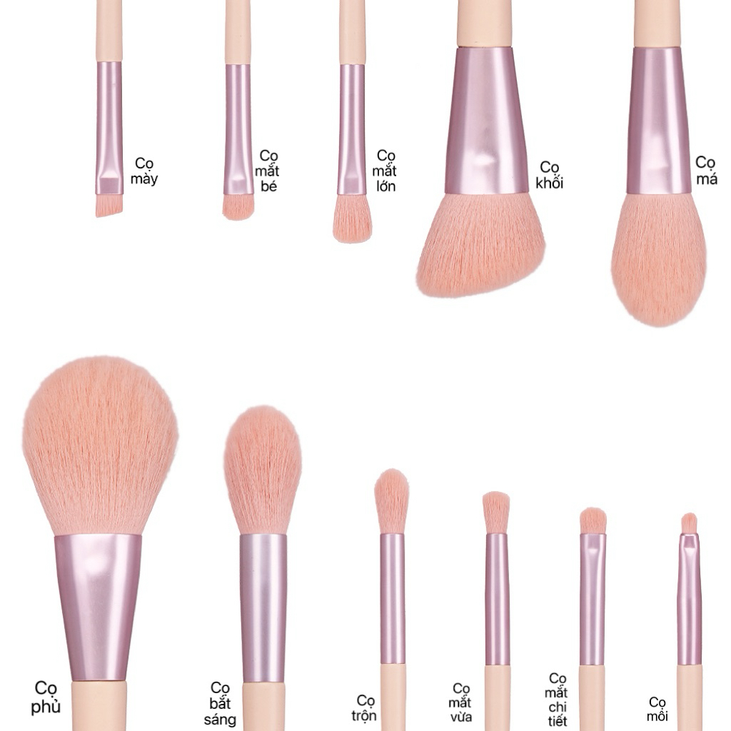 Bộ Cọ Trang Điểm Cá Nhân GUVIET 11 Cây Màu Hồng Kèm Túi Da Đựng Cùng Màu 300gr | BigBuy360 - bigbuy360.vn