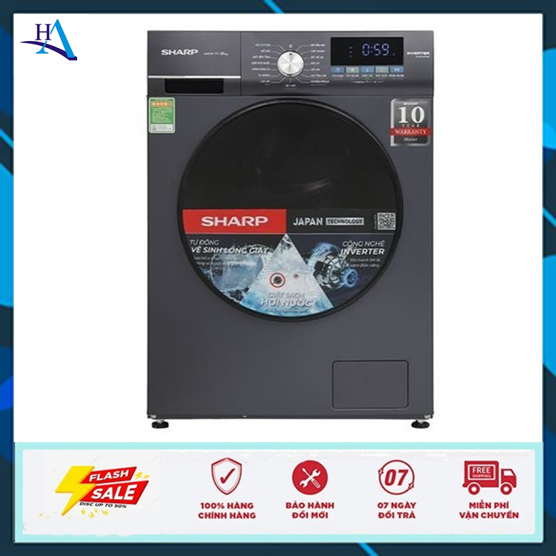 Máy giặt Sharp Inverter 11 kg ES-FM110CB-SB (Free Ship Nội Thành TP.HCM-Ngoài Tỉnh Liên Hệ Shop)