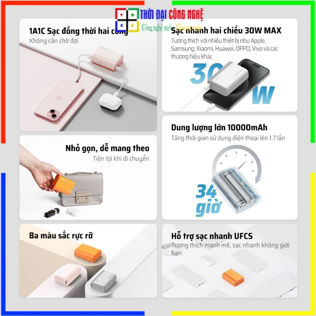 Pin Dự Phòng Cuktech CP13 10.000mAh PB100 / PB100S Sạc Nhanh 30W PD PPS QC3.0 Nhỏ Gọn - Bảo Hành 18T