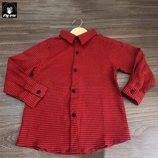 Áo Sơ Mi Bé Caro Đỏ Nhí FIG TREE, Yếm Caro Đỏ Nhí Cho Bé Gái Siêu Cưng ( Không Kèm Thun), MS 51D