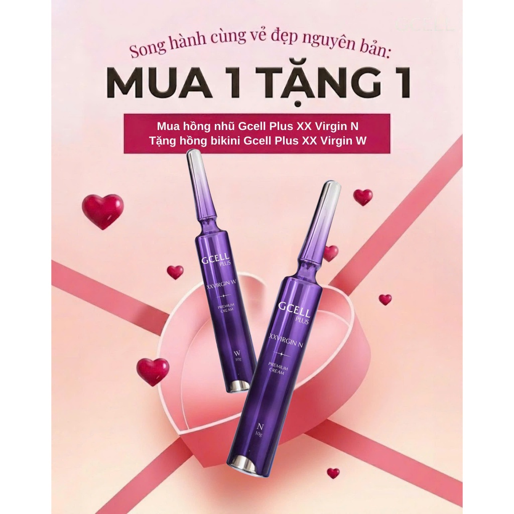 Kem Làm Hồng Nhũ Hoa GCell Plus XX Virgin N Cream Premium, Kem Hồng Bikini XX Virgin W 5g Làm hồng, 