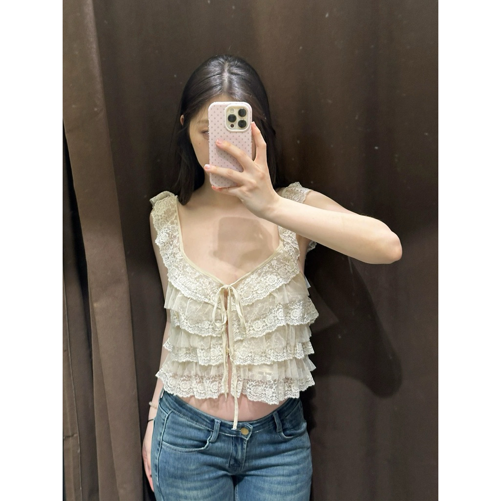 Áo ren bèo tầng cổ sâu sexy TABISHOP Áo kiểu nữ hottrend mặc hè đi chơi sang chảnh(318) | BigBuy360 - bigbuy360.vn