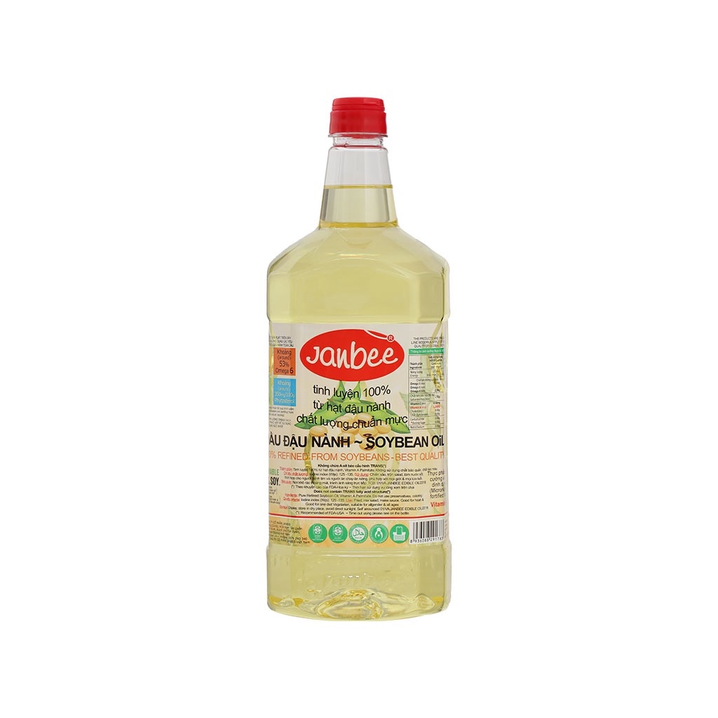 Dầu đậu nành tinh luyện Janbee chai 1 và 2 lít