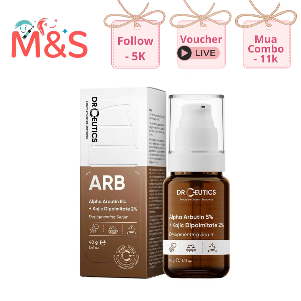 Serum Drceutics Alpha arbutin 5% + Kojic dipalmitate 2% tinh chất giảm thâm, nám, tàn nhang 30ml