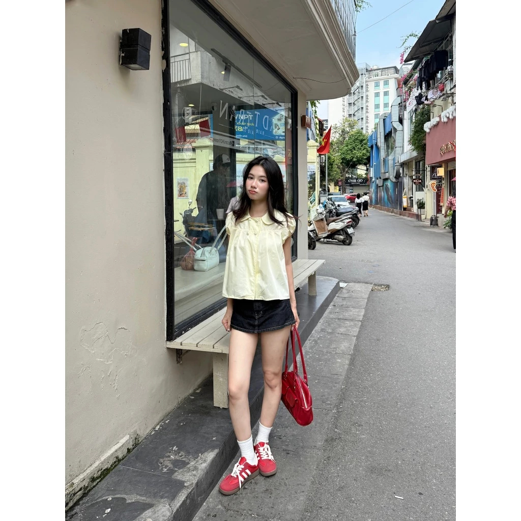 Áo babydoll 4 cúc tay bồng cổ sen, Áo kiểu babydoll dễ thương - BUN222 | BigBuy360 - bigbuy360.vn