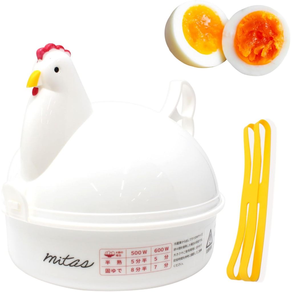 Egg Cooker [Authentic Product from Japanese Brand mitas] Includes Heat-Resistant Silicone Bands ≪Ins