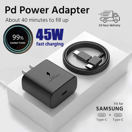 For Samsung 25W 45W Adapter Super Fast Charger Type C To C Quick Cable Black Suitable S21 S22 Ultra