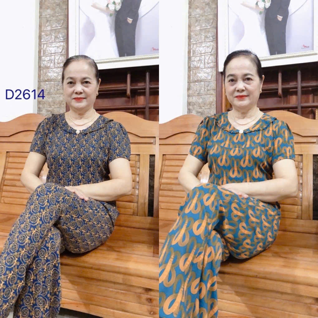 Bộ chất cát lụa hàn châu Trung Niên quần dài ( mã CB1)