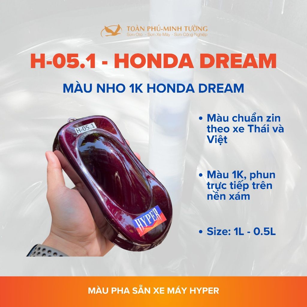 Sơn xe máy HYPER màu Honda Dream (Code H-05.1) - 1Lít