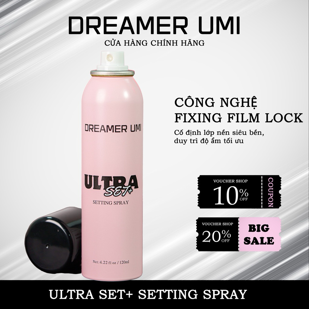 Xịt khoá nền DREAMER UMI ULTRA SET+ Setting Spray 120ml