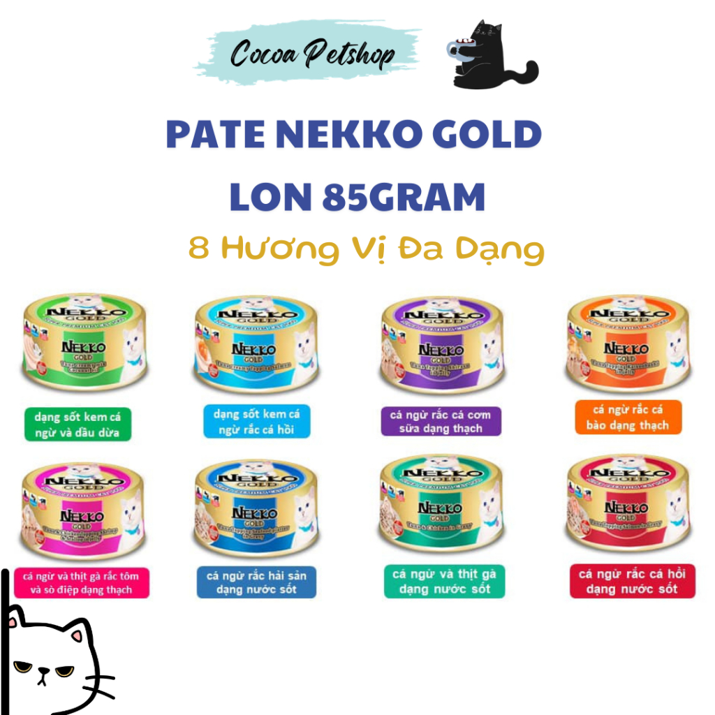 [COMBO PATE] Pate Cho Mèo Nekko Gold Lon 85G - Thức ăn ướt cho mèo dinh dưỡng - Pate Nekko lon