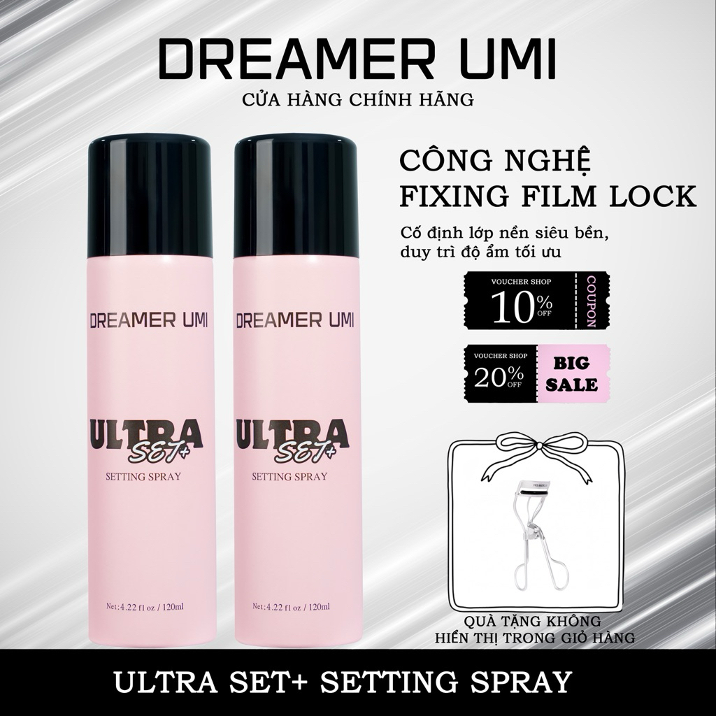 COMBO 2 Xịt khoá nền DREAMER UMI ULTRA SET+ Setting Spray 120ML