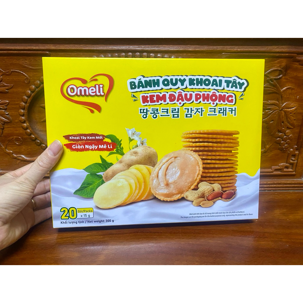 [ NEW ] Bánh quy khoai Tây kem đậu phộng - Omeli thơm ngon, đậm vị- Ăn là mê