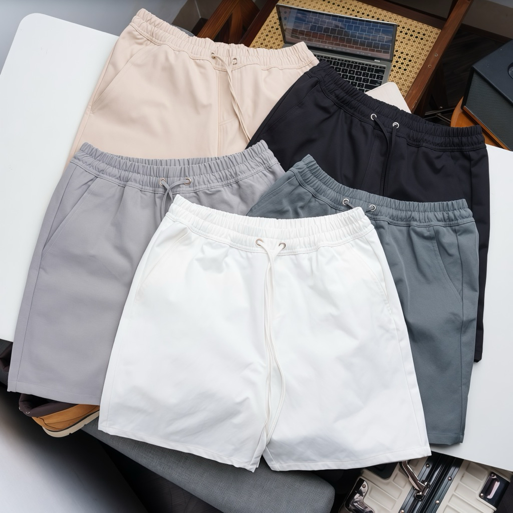 (Có Bigsize) Quần Short Nam Bigsize Vải Kaki E Core Store Co Giãn Mềm Mịn Cạp Chun Trên Gối Thiết Kế