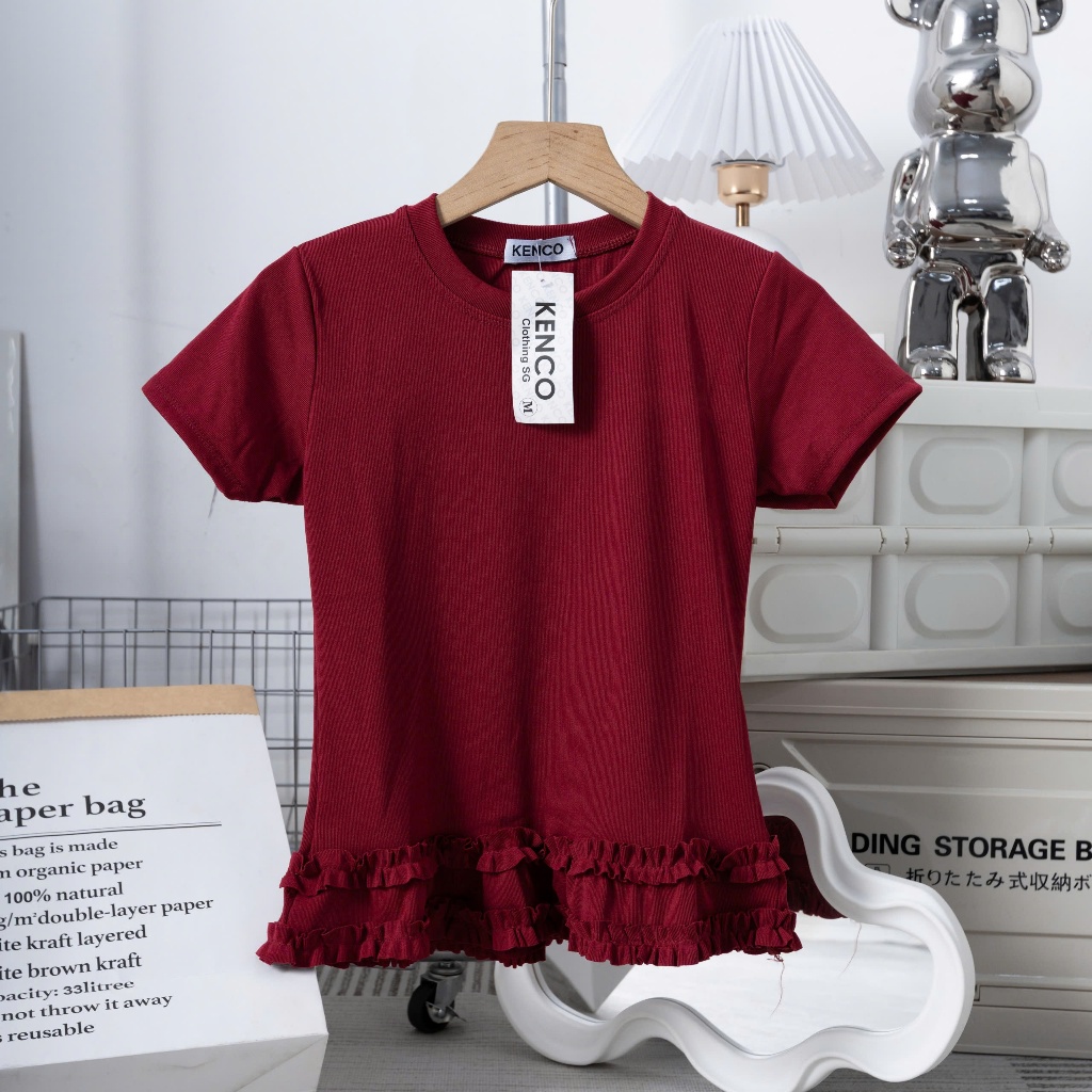 Áo Thun Nữ Cộc Tay Ôm Body Hamina Phối Viền Bèo Chất Thun Cotton Co Giãn Thoáng Mát BigSize LÂM TÚ MA2257 | BigBuy360 - bigbuy360.vn
