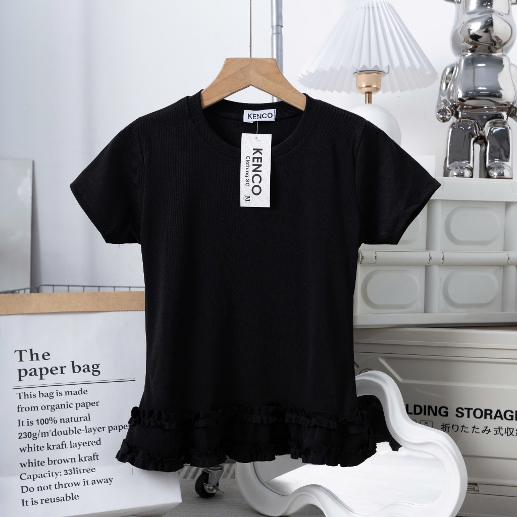 Áo Thun Nữ Cộc Tay Ôm Body Hamina Phối Viền Bèo Chất Thun Cotton Co Giãn Thoáng Mát BigSize LÂM TÚ MA2257 | BigBuy360 - bigbuy360.vn