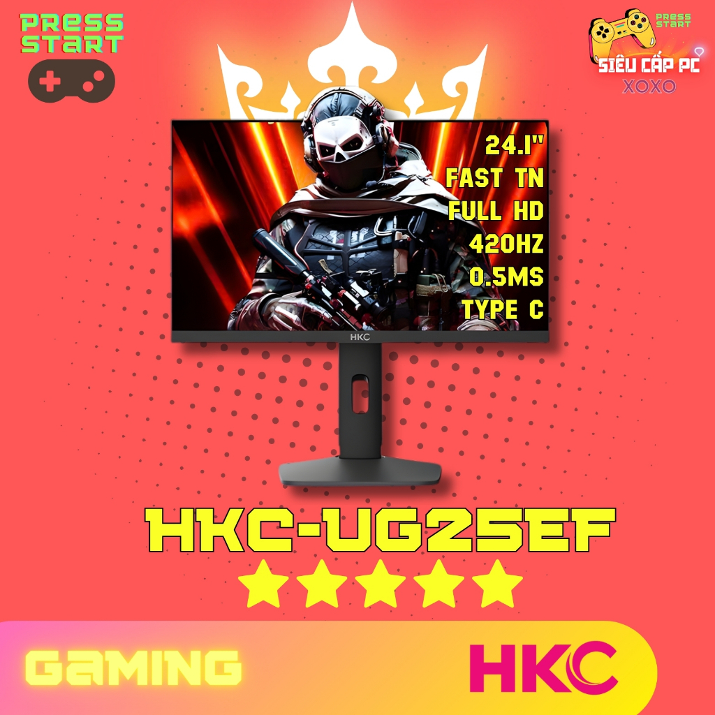 Màn Hình Gaming HKC UG25EF 24.1” FHD 420Hz 0.5ms Fast TN – HDR400, 96% DCI-P3, Viền Mỏng, Chuyên Gam