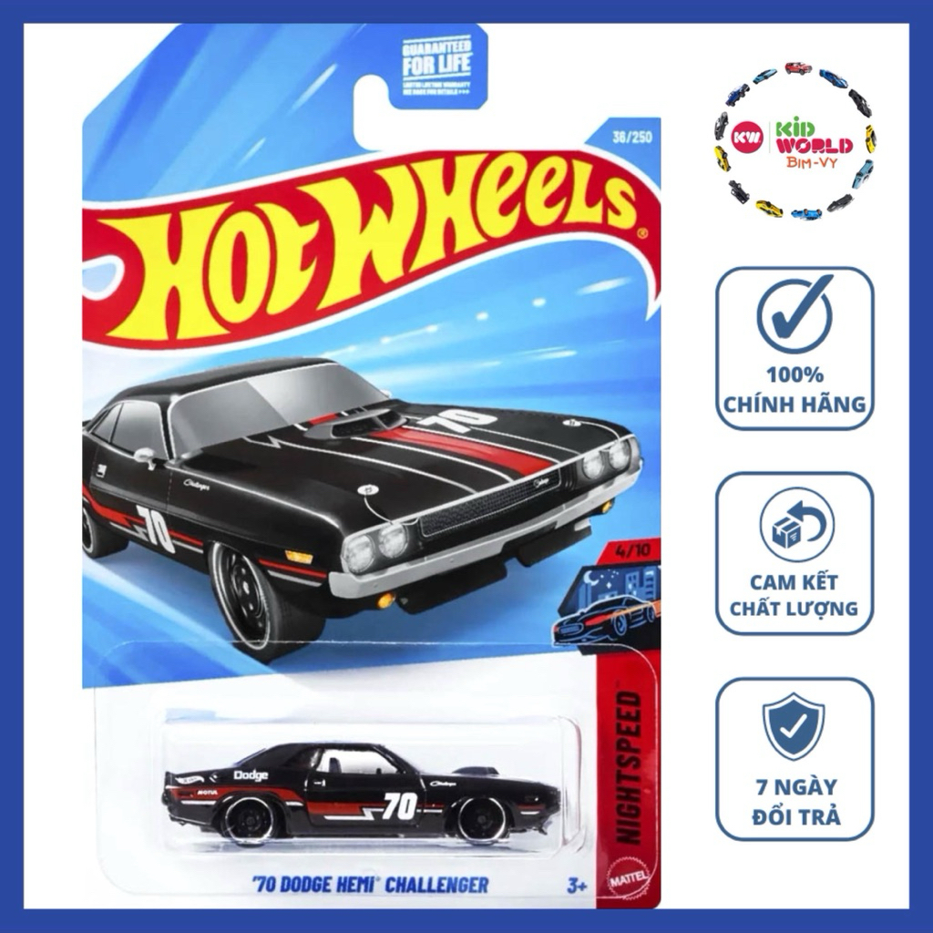 Xe mô hình Hot Wheels basic '70 Dodge Hemi Challenger JJK79.