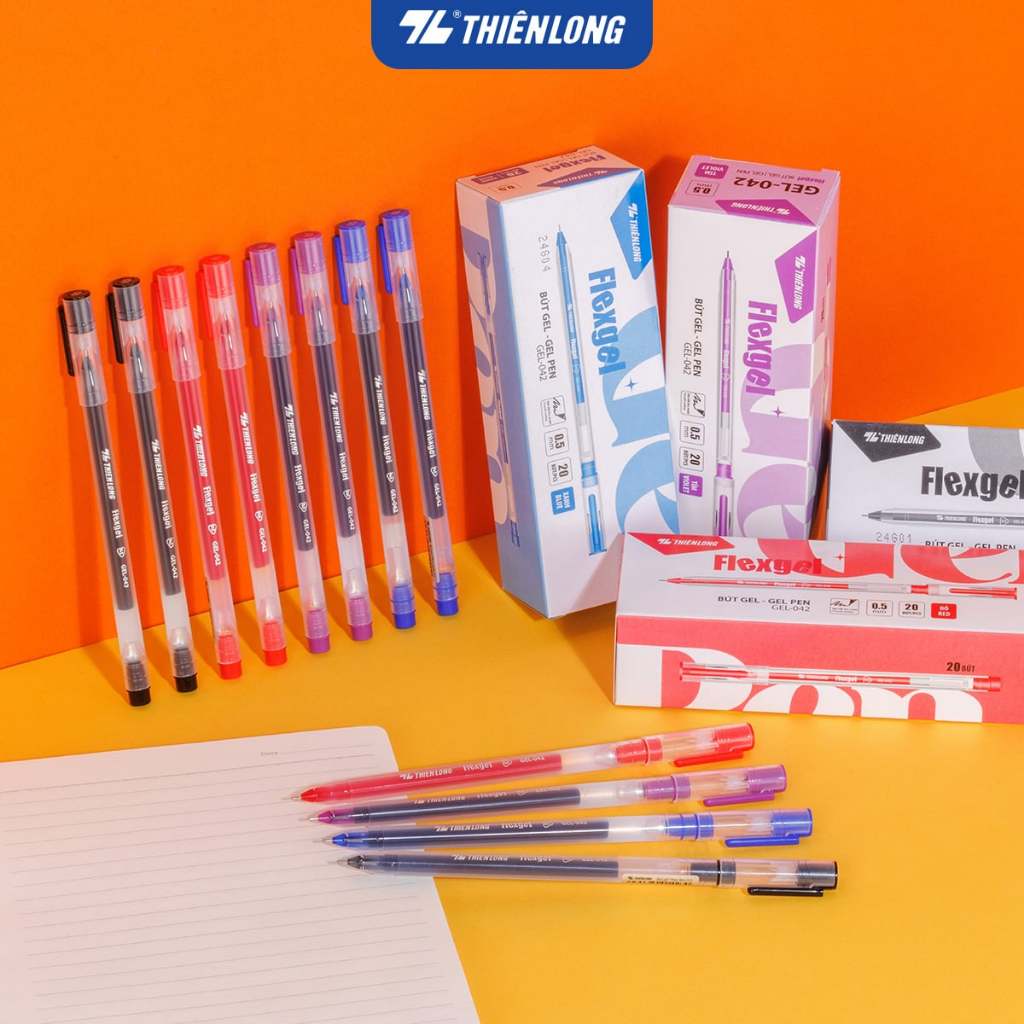 [Lẻ] Hộp 20 Bút Gel Flexgel 0.5 mm - Thiên Long GEL-042 - Mực Tím
