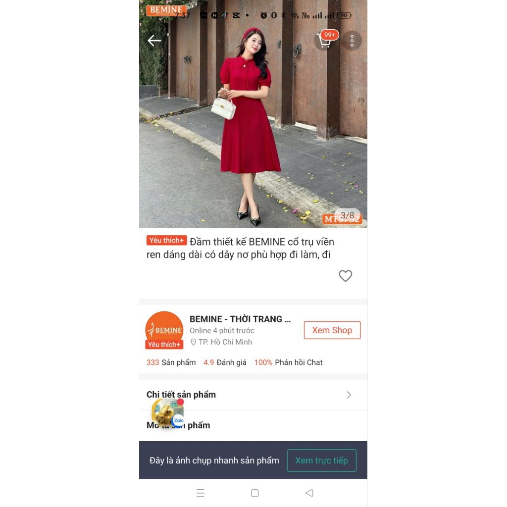 Pass Đầm Bemine đỏ dự tiệc size S