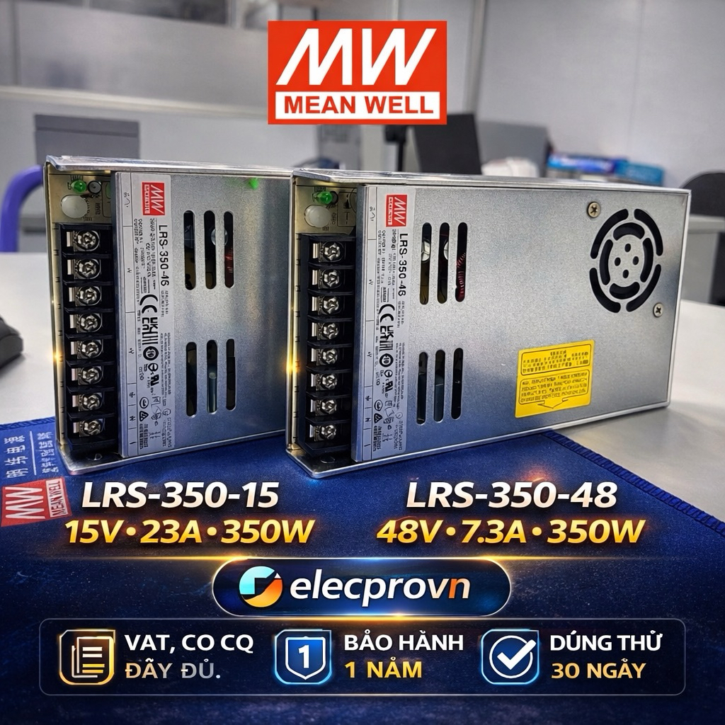 (Chính Hãng) Nguồn Meanwell LRS-350-15,LRS-350-48