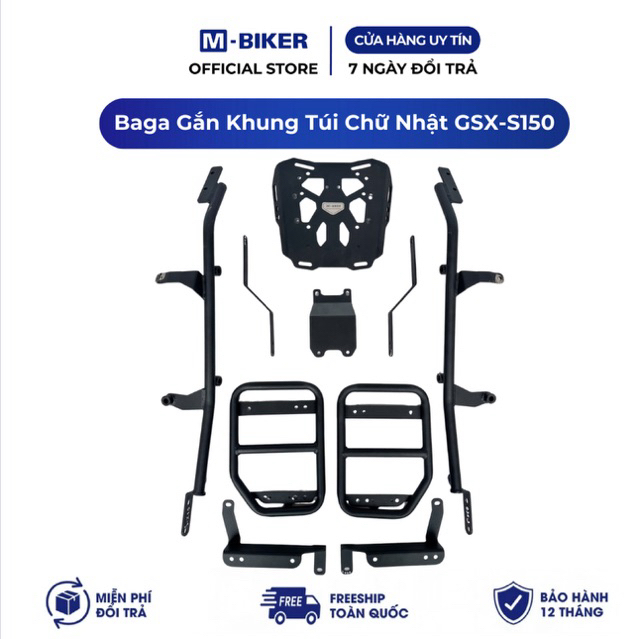 Baga GSX S150 gắn khung túi, baga gsx s150 gắn khung treo bình xăng treo túi | M-Biker