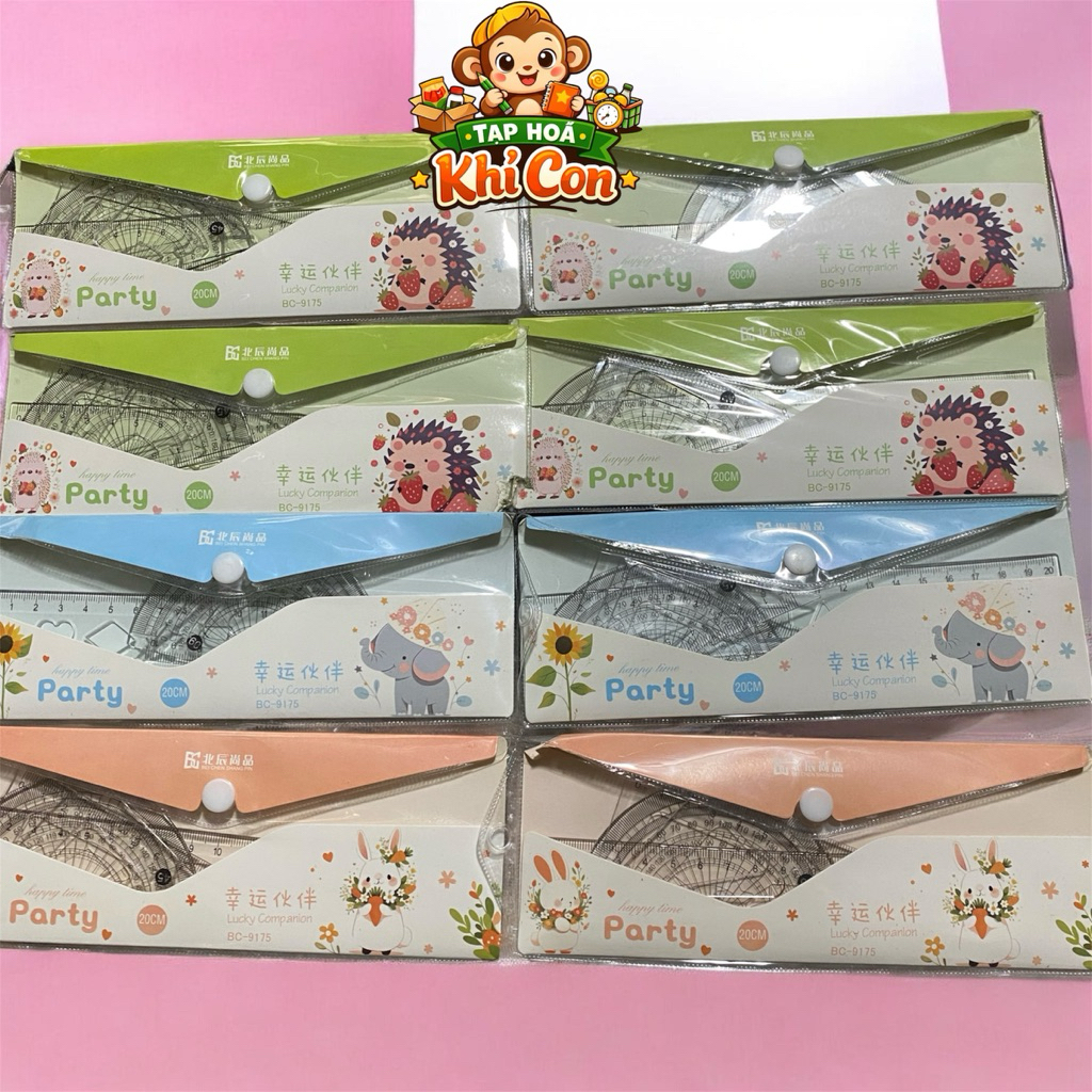 Bộ Thước Kẻ Dẻo Túi Bấm 4 Món Cho Học Sinh – Thước Nhựa Dẻo Uốn Cong Không Gãy, An Toàn Lớp 1-5 - Pa