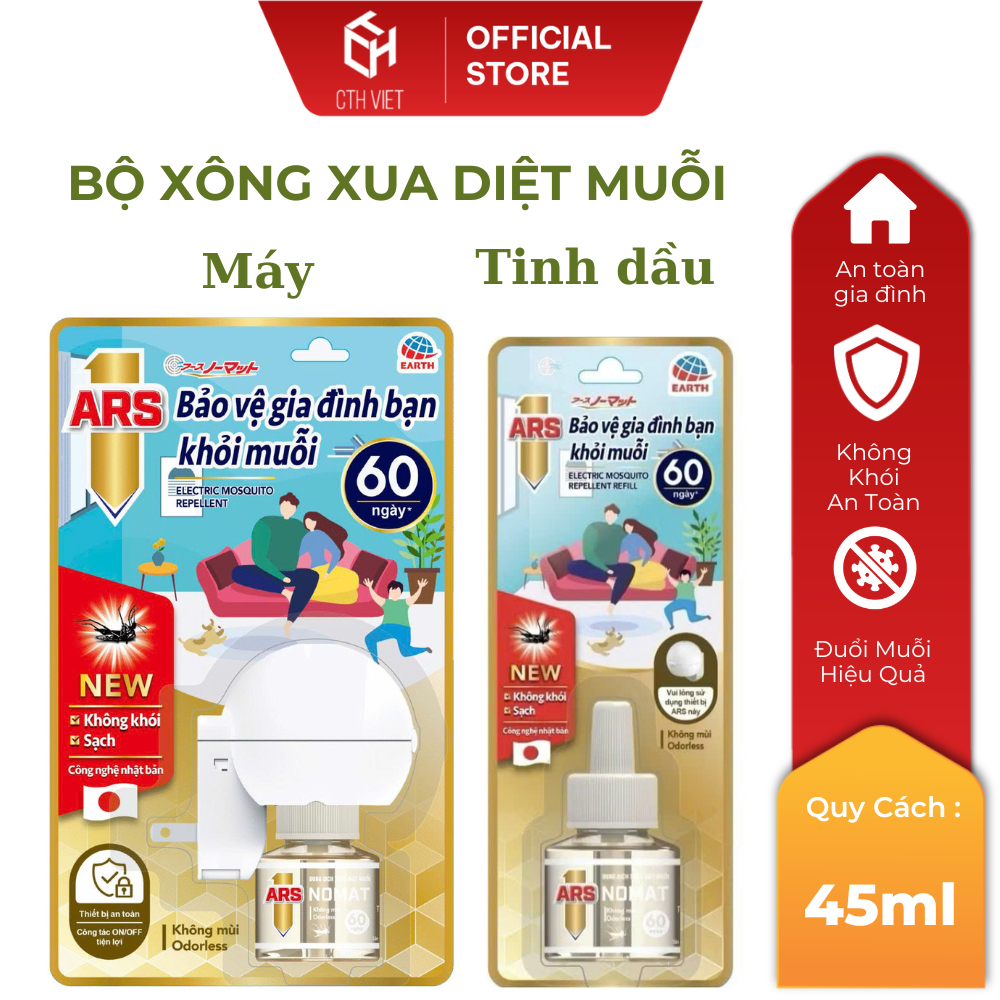 [ ComBo 02 Hộp ] Tinh dầu/ Máy đuổi diệt ARS Nomat P60 nhỏ gọn tiện lợi Hiệu Quả...