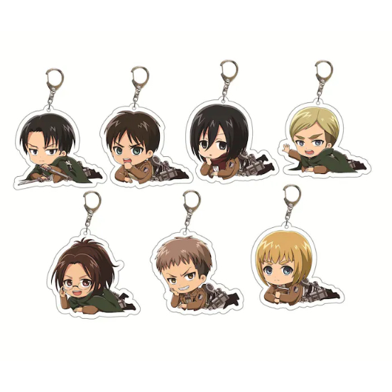 Anime Keychains | AoT Charms | Acrylic Keychains | Anime Keychains | Levi | Mikasa | Hanji | Armin |