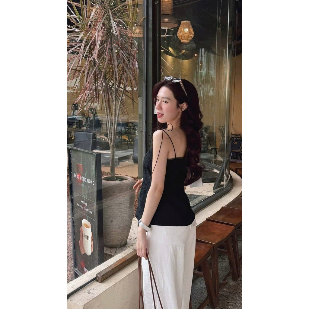 [Hàng Loại 1] Áo 2 dây nữ ren hoa nổi phối voan dáng suông thắt nơ vai CiCi Top - A3980 | BigBuy360 - bigbuy360.vn