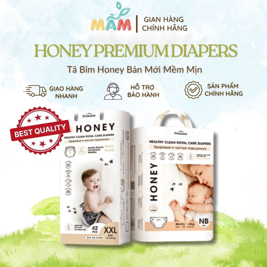 Combo 2 Bịch Tả HONEY PREMIUM bản mới - Bề mặt tơ tằm siêu mềm mịn - chính hãng