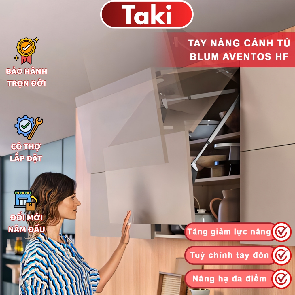 Tay Nâng Cánh Tủ Bếp, Tay Đẩy Cánh Tủ Bếp BLUM 22F1505, 22F1805 (BẢO HÀNH CHÍNH HÃNG)
