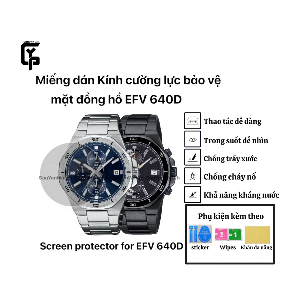 Miếng dán Kính cường lực bảo vệ mặt đồng hồ cho các mẫu EFV 640, phụ kiện miếng dán