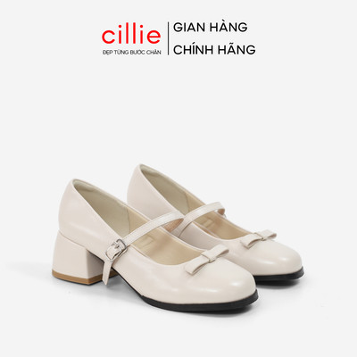 Giày Cao Gót Nữ Lolita Mary Jane Cillie Phối Nơ Tiểu Thư Gót Vuông 3cm Thời Trang Đi Tiệc Shoes CG22