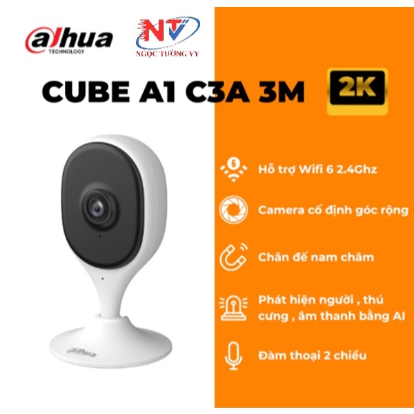 Camera WiFi Dahua CUBE A1 C3A-3M / C5A-5M, Camera Cố Định Góc Rộng Trong Nhà, Chân Đế Nam Châm, Tích