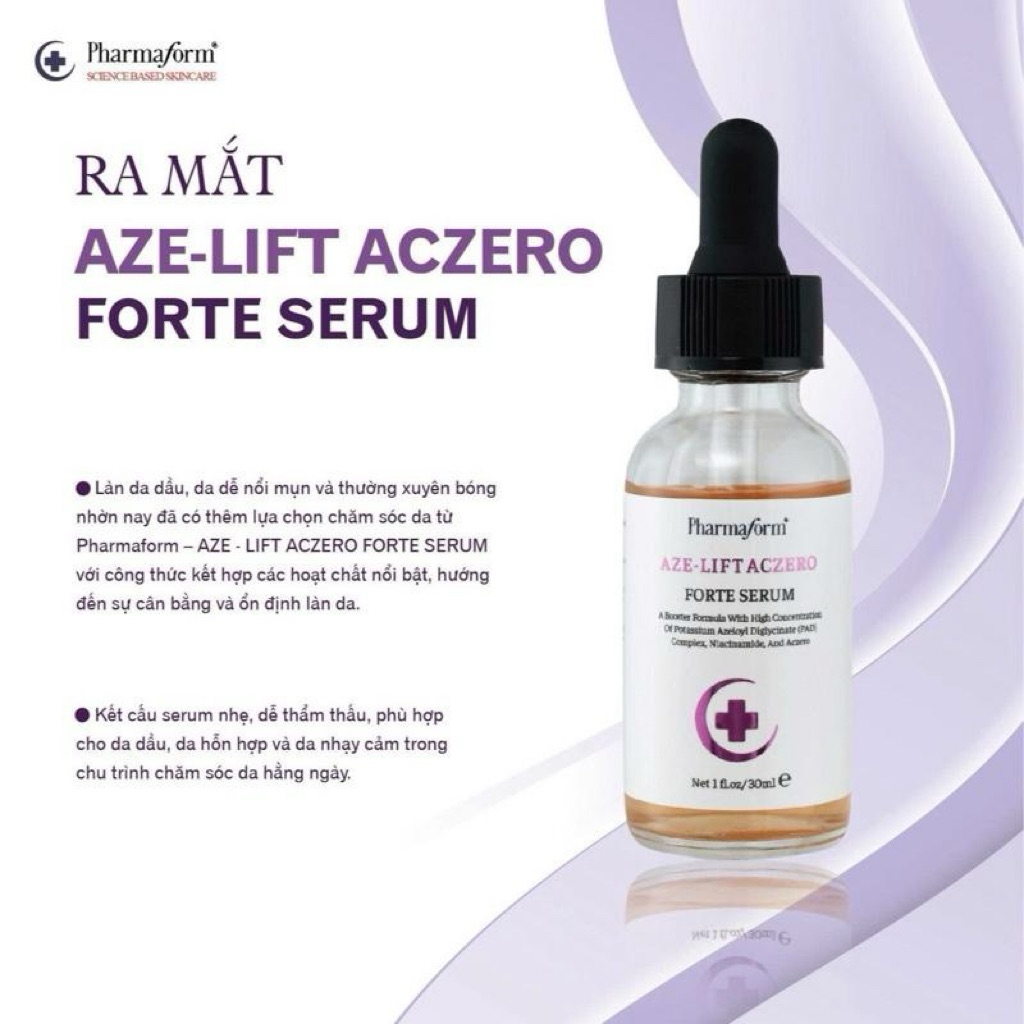 [ Tặng 1 Mask ] Tinh Chất Kiểm Soát Dầu, Mụn, Se Khít Lỗ Chân Lông Pharmaform Aze-Lift Aczero Forte 