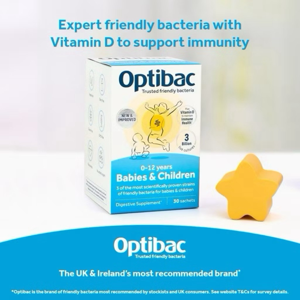 Men vi sinh Optibac đường ruột cho bà bầu và trẻ sơ sinh (Optibac Babies & Children màu xanh)