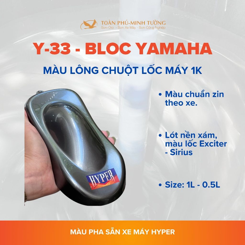Sơn xe máy HYPER màu lông chuột lốc máy Yamaha 1K (Code: Y-33) - 1 Lít