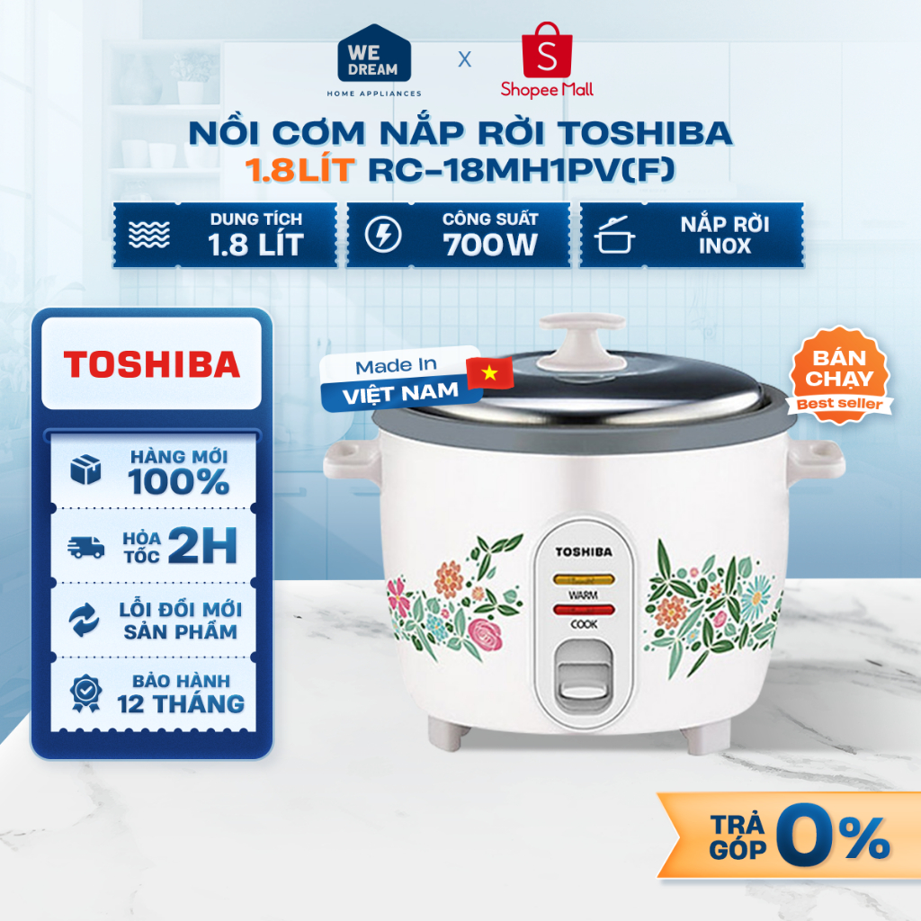 RC-18MH1PV(F) - Nồi Cơm Nắp Rời Toshiba 1.8 Lít RC-18MH1PV(F) - Hàng Chính Hãng, Mới 100%