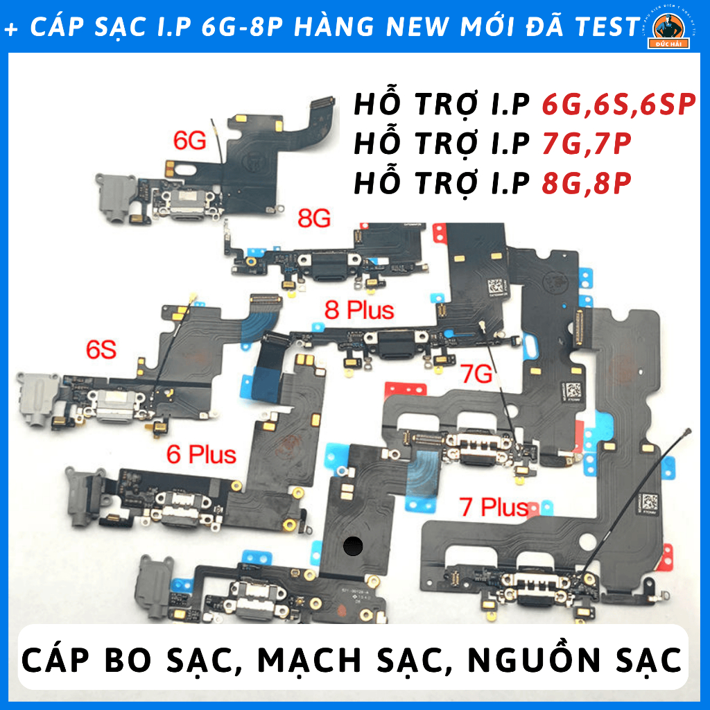 Cụm Cáp Chân Sạc New Dành Cho 6G, 6 Plus, 6S, 6S Plus, 7G, 7 Plus, 8G, 8 Plus Thay Thế Linh Kiện Cũ