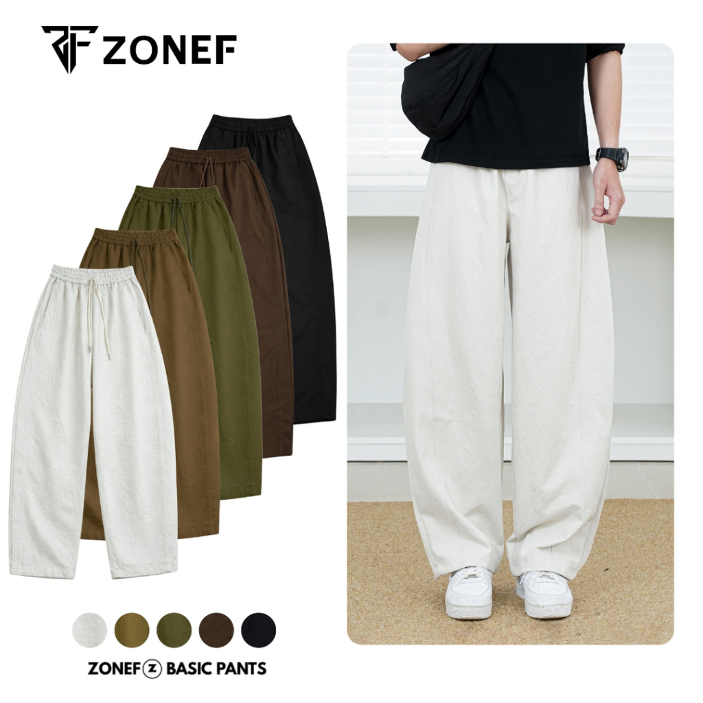 Quần Kaki Ống Rộng Form Thụng Hơi Cong Nhẹ By ZONEF STUDIO, Quần Dài Nam Nữ Chất Vải Kaki Cotton Mềm