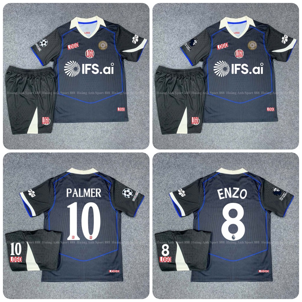Bộ Quần Áo Bóng Đá CLB Chelsea, Áo Đá Banh Chelsea Sân Khách Mẫu 3- Vải Polyester Thái Gai Lưới