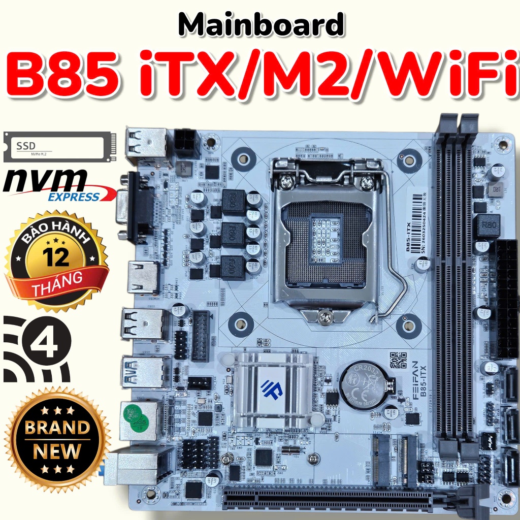 Mainboard B85 - iTX/M2/WiFi - Mới 100% - Rẻ Nhất Sàn - BH 12Th - Có Khe NVMe - Bo Mạch Chủ