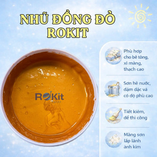 Sơn Nhũ Đồng Đỏ ROKIT hệ nước hộp 1Kg - lấp lánh ánh kim, Sơn ngoại thất, sơn chậu cảnh