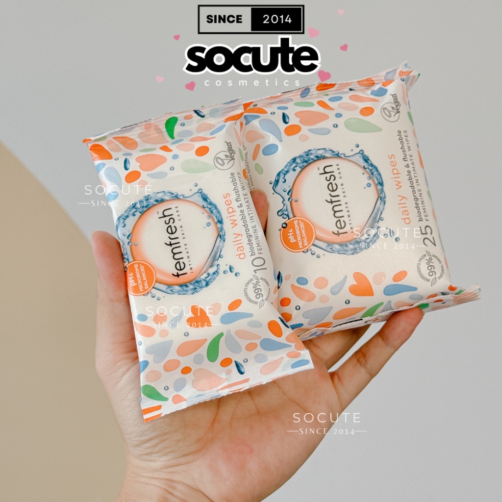 Socutevn - Khăn giấy ướt vệ sinh vk phụ nữ cao cấp Femfresh Anh Quốc