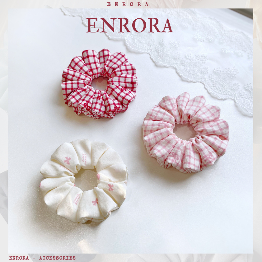 Scrunchies ENRORA Cột Tóc Vải Đũi Họa Tiết Nhiều màu sắc [Handmade]