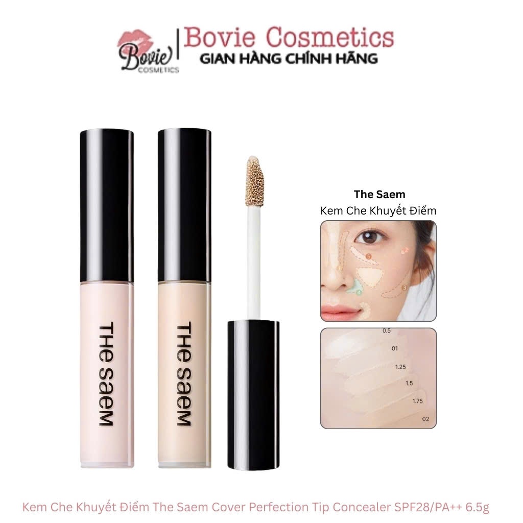 Kem che khuyết điểm The Saem Cover Perfection Tip Concealer tone 1 - 1.5 - 2 - Brightener