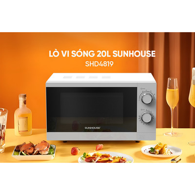 [OUTLET] Lò vi sóng 20L Sunhouse SHD4819 - Công suất 1200W - 5 mức nhiệt, tiện lợi đa chức năng