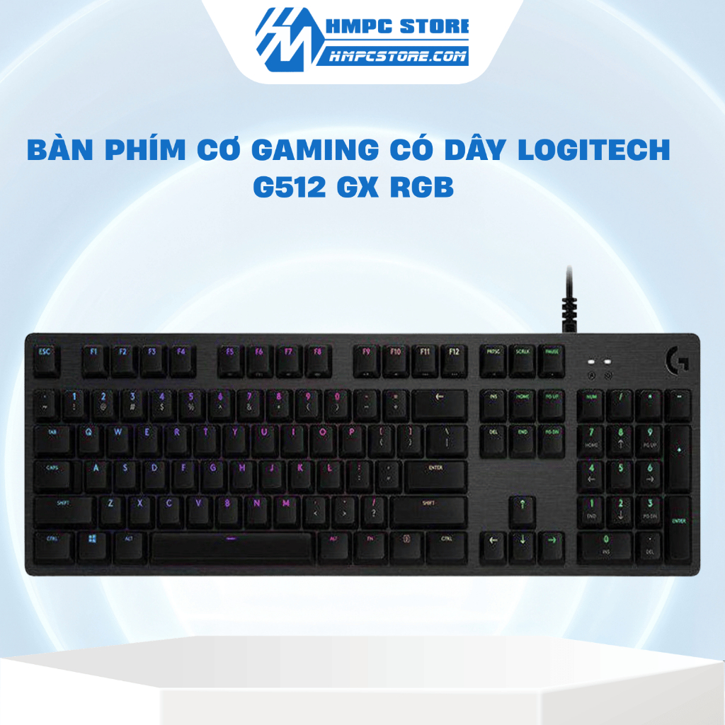 Bàn phím cơ gaming có dây Logitech G512 GX RGB | G512 Clicky - G512 GX Tactile - G512 GX Linear | Bả