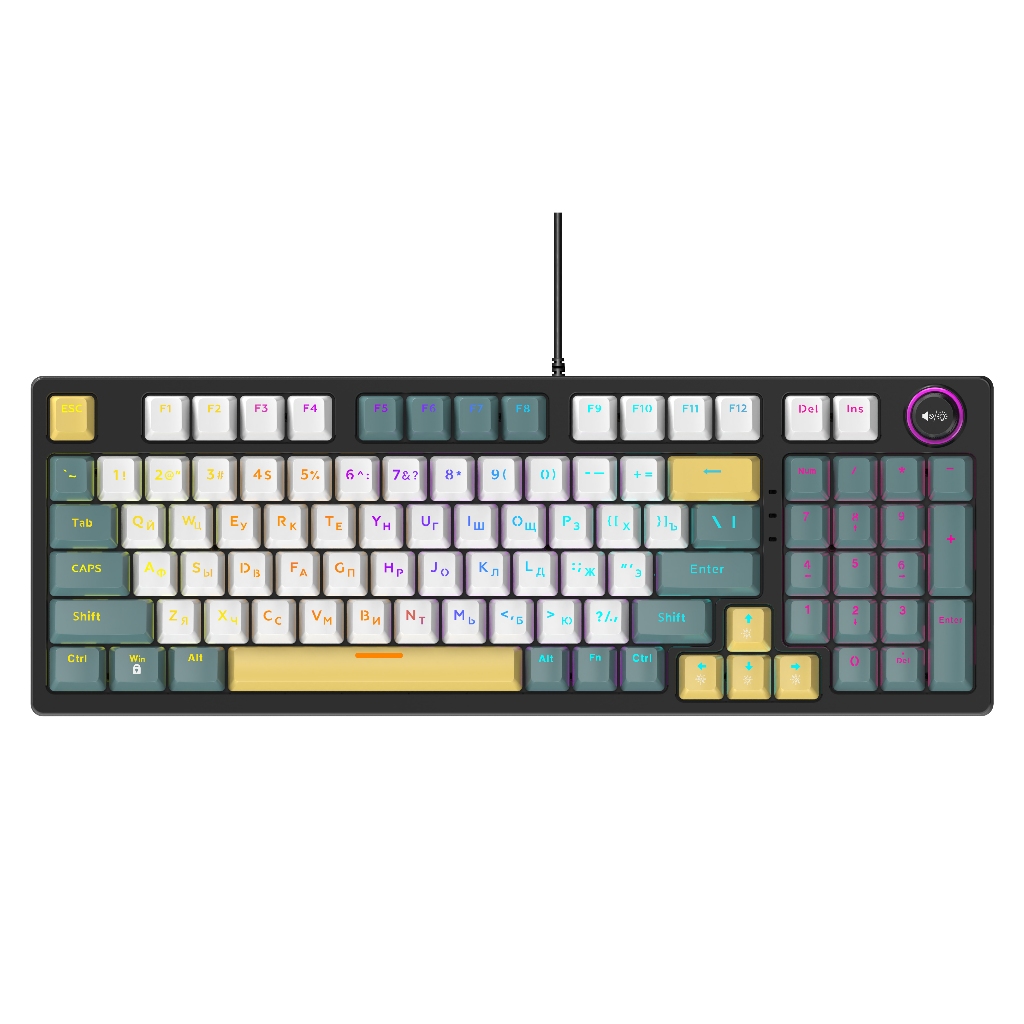 Bàn phím cơ gaming ATAS K1 - Full Size - Có núm xoay - LED Cầu Vồng - Xuyên LED - Trục Brown Switch | BigBuy360 - bigbuy360.vn